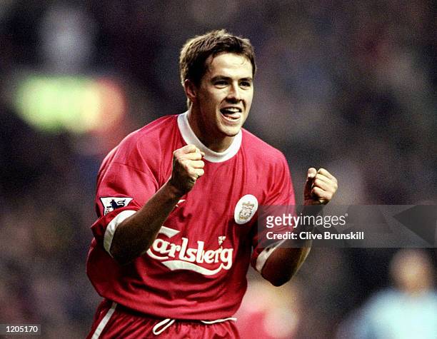 Michael Owen of Liverpool celebrates his goal during the FA Carling Premiership match against Coventry City at Anfield in Liverpool, England....