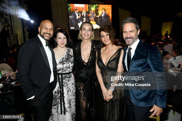 Keegan-Michael Key, Elisa Key, Sharon Stone, Nia Vardalos and Eric McCormack attend the 28th Annual Elton John AIDS Foundation Academy Awards Viewing...