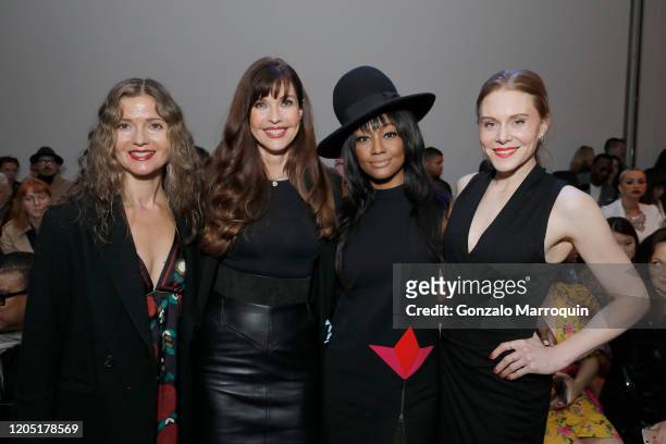 Jill Hennessy, Carol Alt, Nichole Galicia and Christiane Seidel attend the front row for Nicole Miller during New York Fashion Week on February 09,...