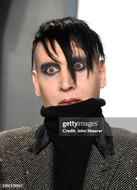 Marilyn Manson attends the 2020 Vanity Fair Oscar Party hosted by Radhika Jones at Wallis Annenberg Center for the Performing Arts on February 09,...