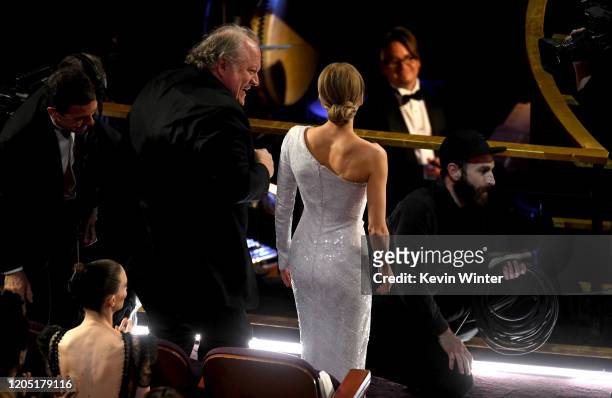 John Carrabino and Renée Zellweger react after Ms. Zellweger was named winner of the the Actress in a Leading Role award for 'Judy' during the 92nd...