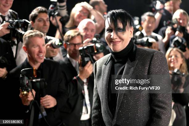 Marilyn Manson attends the 2020 Vanity Fair Oscar Party hosted by Radhika Jones at Wallis Annenberg Center for the Performing Arts on February 09,...