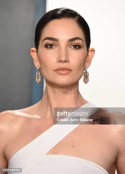 Lily Aldridge attends the 2020 Vanity Fair Oscar Party hosted by Radhika Jones at Wallis Annenberg Center for the Performing Arts on February 09,...