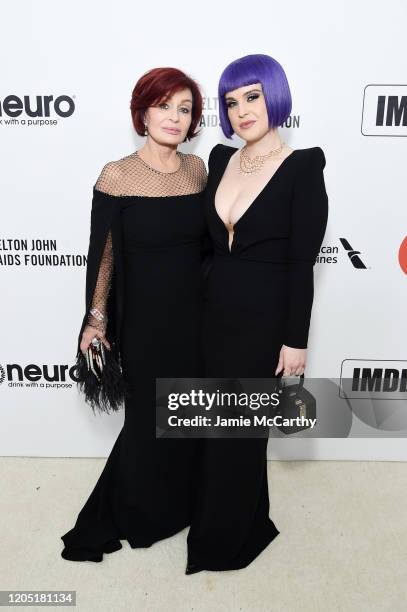 Sharon Osbourne and Kelly Osbourne attend the 28th Annual Elton John AIDS Foundation Academy Awards Viewing Party sponsored by IMDb, Neuro Drinks and...