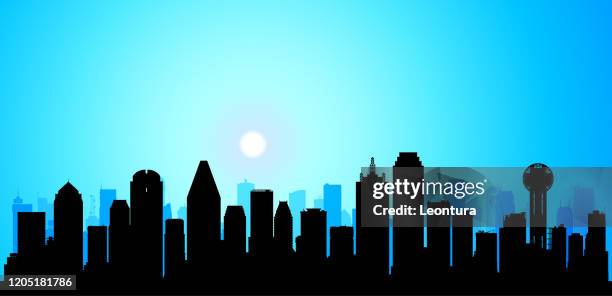 dallas skyline (all buildings are moveable and complete) - dallas skyline at night stock illustrations