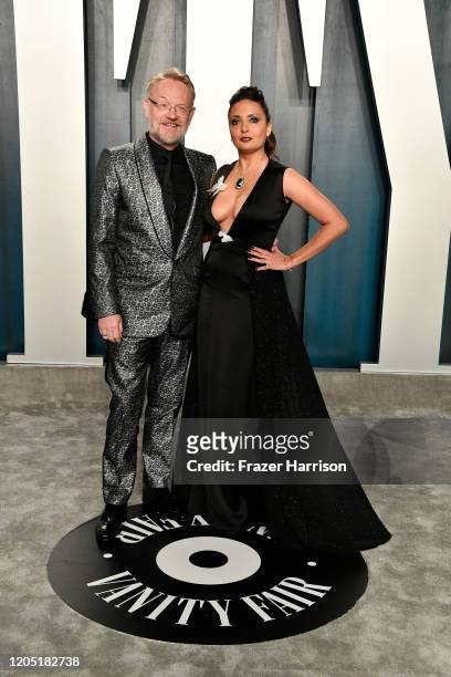 Jared Harris and Allegra Riggio attend the 2020 Vanity Fair Oscar Party hosted by Radhika Jones at Wallis Annenberg Center for the Performing Arts on...