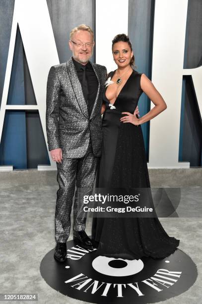 Jared Harris and Allegra Riggio attend the 2020 Vanity Fair Oscar Party hosted by Radhika Jones at Wallis Annenberg Center for the Performing Arts on...