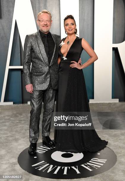 Jared Harris and Allegra Riggio attend the 2020 Vanity Fair Oscar Party hosted by Radhika Jones at Wallis Annenberg Center for the Performing Arts on...