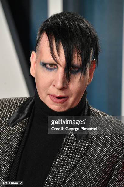 Marilyn Manson attends the 2020 Vanity Fair Oscar party hosted by Radhika Jones at Wallis Annenberg Center for the Performing Arts on February 09,...