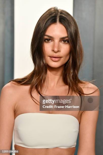 Emily Ratajkowski attends the 2020 Vanity Fair Oscar Party hosted by Radhika Jones at Wallis Annenberg Center for the Performing Arts on February 09,...
