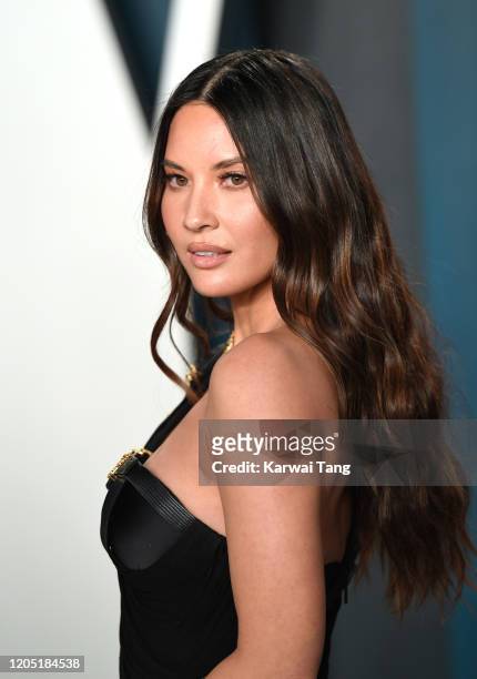 Olivia Munn arriving for the 2020 Vanity Fair Oscar Party Hosted By Radhika Jones, at the Wallis Annenberg Center for the Performing Arts on February...