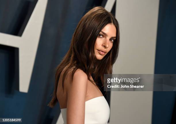 Emily Ratajkowski attends the 2020 Vanity Fair Oscar Party hosted by Radhika Jones at Wallis Annenberg Center for the Performing Arts on February 09,...