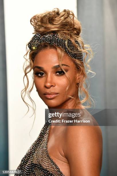 Ciara attends the 2020 Vanity Fair Oscar Party hosted by Radhika Jones at Wallis Annenberg Center for the Performing Arts on February 09, 2020 in...