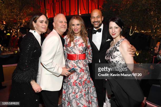 Sarah Paulson, Ryan Murphy, Leslie Grossman, Keegan-Michael Key, and Elisa Key attend the 2020 Vanity Fair Oscar Party hosted by Radhika Jones at...