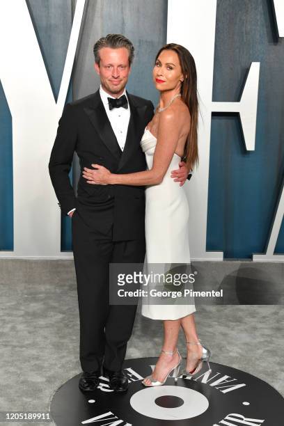 Addison O'Dea and Minnie Driver attend the 2020 Vanity Fair Oscar party hosted by Radhika Jones at Wallis Annenberg Center for the Performing Arts on...