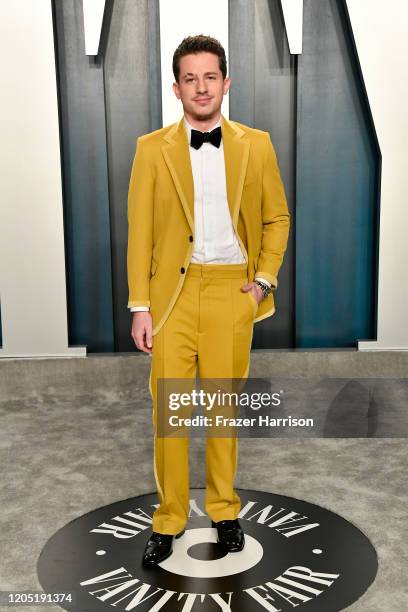 Charlie Puth attends the 2020 Vanity Fair Oscar Party hosted by Radhika Jones at Wallis Annenberg Center for the Performing Arts on February 09, 2020...