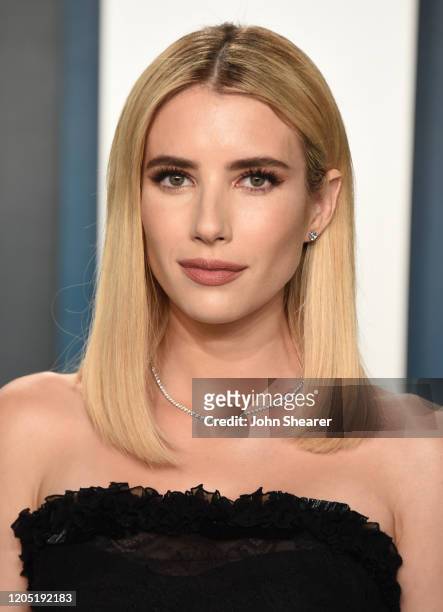 Emma Roberts attends the 2020 Vanity Fair Oscar Party hosted by Radhika Jones at Wallis Annenberg Center for the Performing Arts on February 09, 2020...