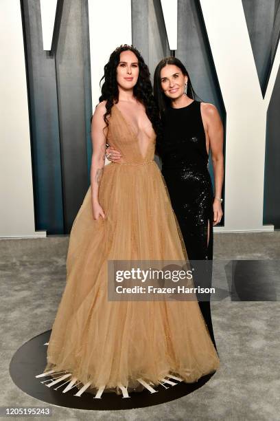 Rumer Willis and Demi Moore attend the 2020 Vanity Fair Oscar Party hosted by Radhika Jones at Wallis Annenberg Center for the Performing Arts on...