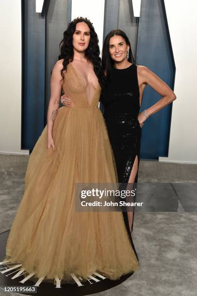 Rumer Willis and Demi Moore attend the 2020 Vanity Fair Oscar Party hosted by Radhika Jones at Wallis Annenberg Center for the Performing Arts on...
