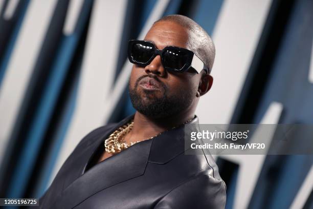 Kanye West attends the 2020 Vanity Fair Oscar Party hosted by Radhika Jones at Wallis Annenberg Center for the Performing Arts on February 09, 2020...