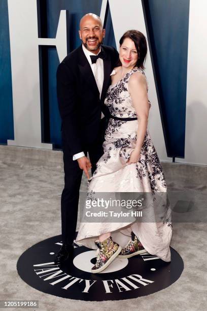 Keegan-Michael Key and Elisa Key attend the 2020 Vanity Fair Oscar Party at Wallis Annenberg Center for the Performing Arts on February 09, 2020 in...