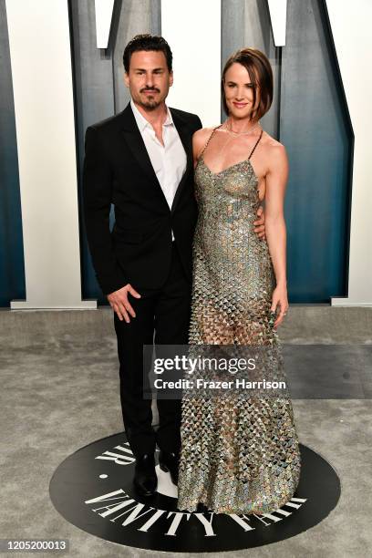 Brad Wilk and Juliette Lewis attend the 2020 Vanity Fair Oscar Party hosted by Radhika Jones at Wallis Annenberg Center for the Performing Arts on...