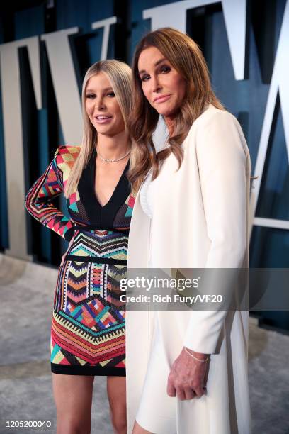 Sophia Hutchins and Caitlyn Jenner attends the 2020 Vanity Fair Oscar Party hosted by Radhika Jones at Wallis Annenberg Center for the Performing...
