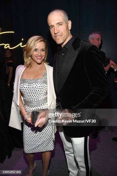 Reese Witherspoon and Jim Toth attend the 2020 Vanity Fair Oscar Party hosted by Radhika Jones at Wallis Annenberg Center for the Performing Arts on...