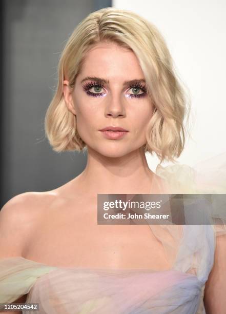 Lucy Boynton attends the 2020 Vanity Fair Oscar Party hosted by Radhika Jones at Wallis Annenberg Center for the Performing Arts on February 09, 2020...