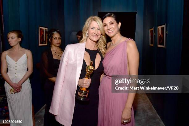 Laura Dern, winner of Best Actress in a Supporting Role, and Vanity Fair Editor-in-Chief Radhika Jones attend the 2020 Vanity Fair Oscar Party hosted...