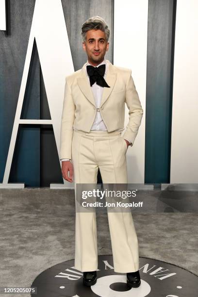 Tan France attends the 2020 Vanity Fair Oscar Party hosted by Radhika Jones at Wallis Annenberg Center for the Performing Arts on February 09, 2020...