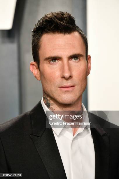 Adam Levine attends the 2020 Vanity Fair Oscar Party hosted by Radhika Jones at Wallis Annenberg Center for the Performing Arts on February 09, 2020...