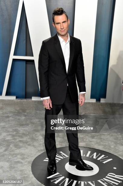Adam Levine attends the 2020 Vanity Fair Oscar Party hosted by Radhika Jones at Wallis Annenberg Center for the Performing Arts on February 09, 2020...
