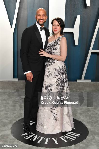 Keegan-Michael Key and Elisa Key attend the 2020 Vanity Fair Oscar party hosted by Radhika Jones at Wallis Annenberg Center for the Performing Arts...