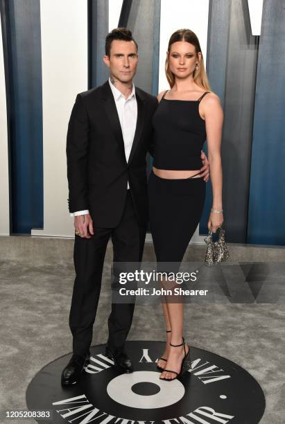 Adam Levine and Behati Prinsloo attend the 2020 Vanity Fair Oscar Party hosted by Radhika Jones at Wallis Annenberg Center for the Performing Arts on...