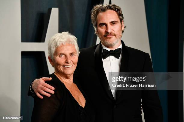 Joaquin Phoenix and mother Arlyn Phoenix attend the 2020 Vanity Fair Oscar Party hosted by Radhika Jones at Wallis Annenberg Center for the...