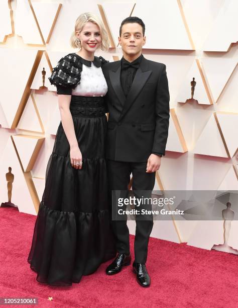 Lucy Boynton and Rami Malek arrives at the 92nd Annual Academy Awards at Hollywood and Highland on February 09, 2020 in Hollywood, California.
