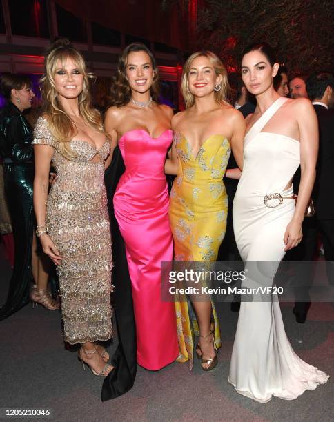 Heidi Klum, Alessandra Ambrosio, Kate Hudson, and Lily Aldridge attend the 2020 Vanity Fair Oscar Party hosted by Radhika Jones at Wallis Annenberg...
