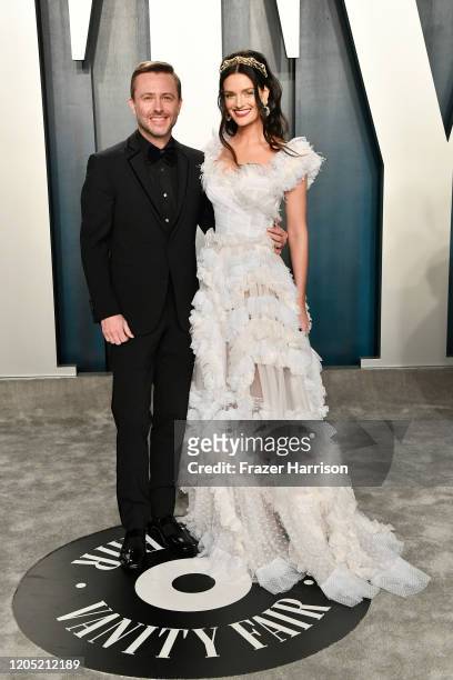 Chris Hardwick and Lydia Hearst attend the 2020 Vanity Fair Oscar Party hosted by Radhika Jones at Wallis Annenberg Center for the Performing Arts on...