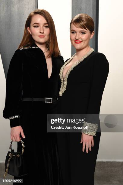 Kaitlyn Dever and Mady Dever attend the 2020 Vanity Fair Oscar Party hosted by Radhika Jones at Wallis Annenberg Center for the Performing Arts on...