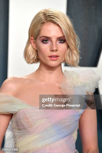 Lucy Boynton attends the 2020 Vanity Fair Oscar party hosted by Radhika Jones at Wallis Annenberg Center for the Performing Arts on February 09, 2020...