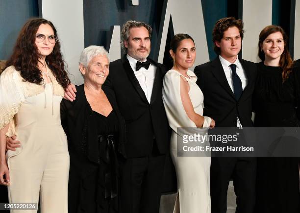 Rain Phoenix, Arlyn Phoenix, Joaquin Phoenix, Summer Phoenix and guests attend the 2020 Vanity Fair Oscar Party hosted by Radhika Jones at Wallis...