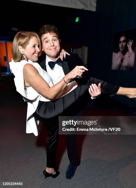 Katie Couric and Jon Lovett attend the 2020 Vanity Fair Oscar Party hosted by Radhika Jones at Wallis Annenberg Center for the Performing Arts on...