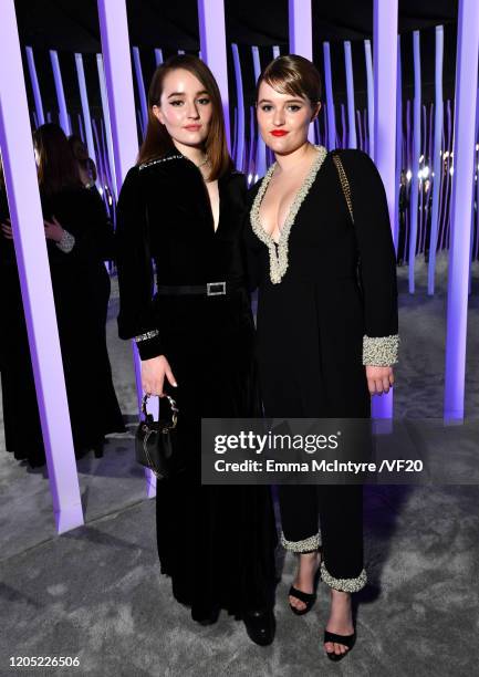 Kaitlyn Dever and Mady Dever attend the 2020 Vanity Fair Oscar Party hosted by Radhika Jones at Wallis Annenberg Center for the Performing Arts on...