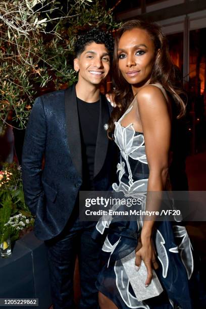 Angel Bismark Curiel and Janet Mock attend the 2020 Vanity Fair Oscar Party hosted by Radhika Jones at Wallis Annenberg Center for the Performing...