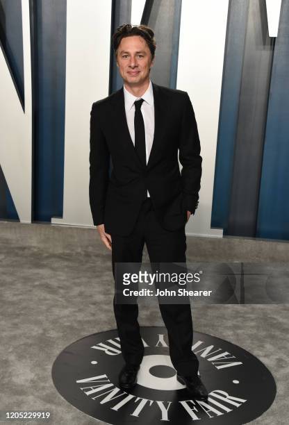 Zach Braff attends the 2020 Vanity Fair Oscar Party hosted by Radhika Jones at Wallis Annenberg Center for the Performing Arts on February 09, 2020...