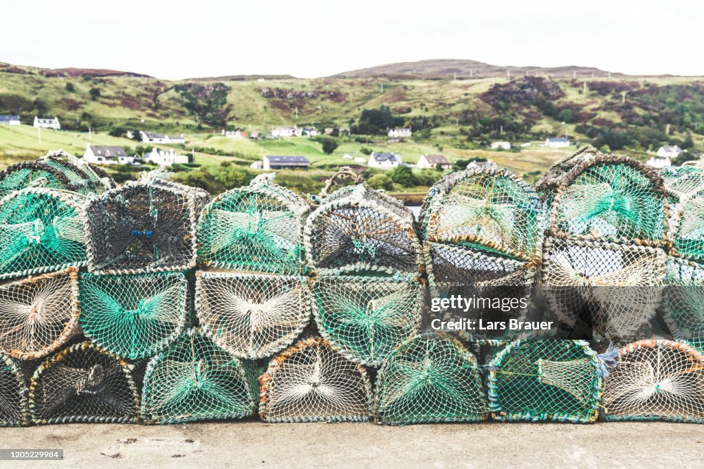 Fishing net in the habour of Uig in Scotland