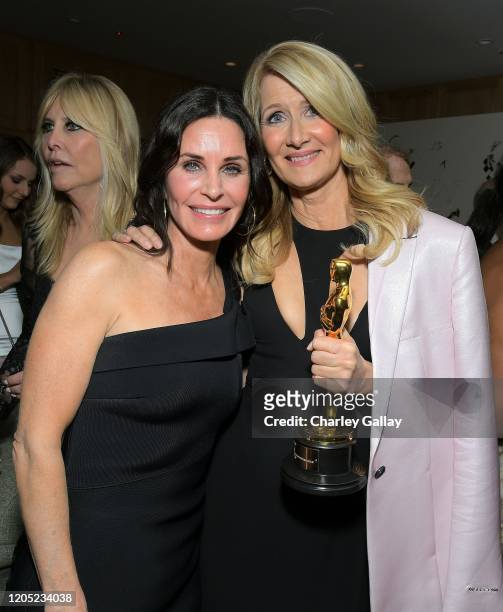 Courteney Cox and Laura Dern attend the 2020 Netflix Oscar After Party at San Vicente Bugalows on February 09, 2020 in West Hollywood, California.