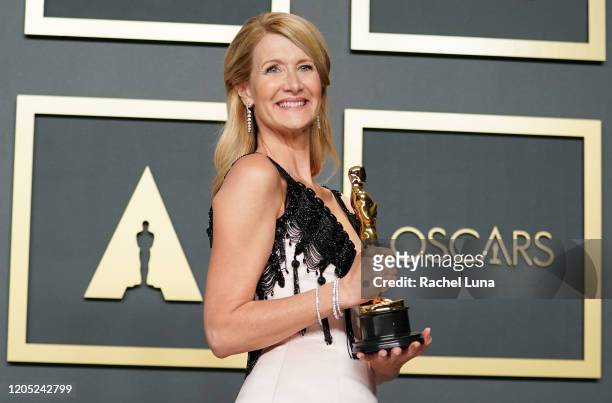 Laura Dern, winner of the Actress in a Supporting Role award for "Marriage Story", poses in the press room during the 92nd Annual Academy Awards at...