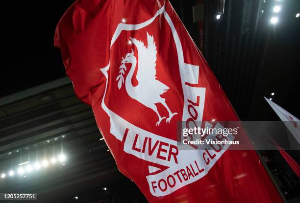 Liverpool fans wave flags and banners before the FA Cup Fourth Round Replay match between Liverpool and Shrewsbury Town at Anfield on February 4,...